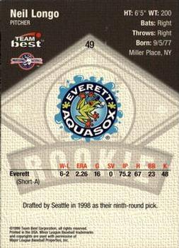 1999 Team Best Rookie #49 Neil Longo Back
