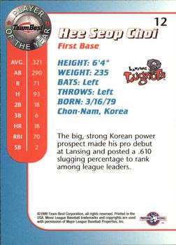 1999 Team Best Player of the Year #12 Hee Seop Choi Back