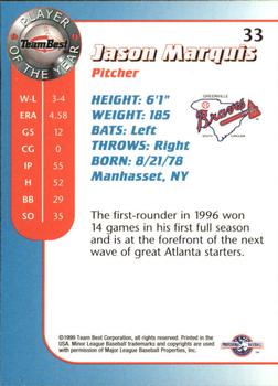 1999 Team Best Player of the Year #33 Jason Marquis Back