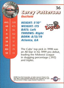 1999 Team Best Player of the Year #36 Corey Patterson Back