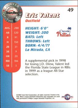 1999 Team Best Player of the Year #49 Eric Valent Back