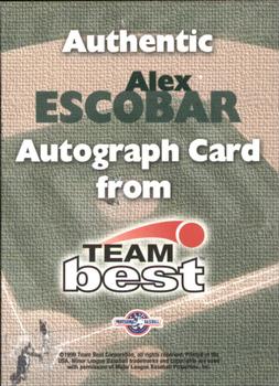 1999 Team Best Rookie - Autographs #NNO Alex Escobar Back