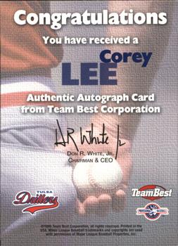 1999 Team Best Rookie - Autographs #NNO Corey Lee Back