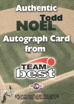 1999 Team Best Rookie - Autographs #NNO Todd Noel Back
