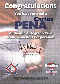 1999 Team Best Rookie - Autographs #NNO Carlos Pena Back