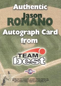 1999 Team Best Rookie - Autographs #NNO Jason Romano Back