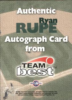 1999 Team Best Rookie #NNO Ryan Rupe Back