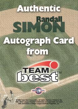 1999 Team Best Rookie - Autographs #NNO Randall Simon Back