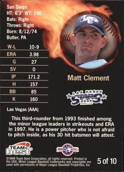 1999 Team Best Rookie - Best Guns #5 Matt Clement Back