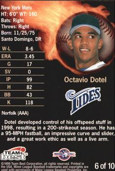 1999 Team Best Rookie - Best Guns #6 Octavio Dotel Back