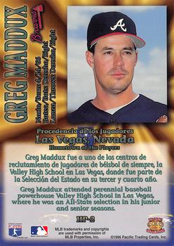 1996 Pacific Crown Collection - Hometown of the Players #HP-2 Greg Maddux Back
