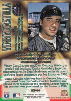 1996 Pacific Crown Collection - Hometown of the Players #HP-14 Vinny Castilla Back