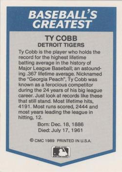 1989 CMC Baseball's Greatest #2 Ty Cobb Back