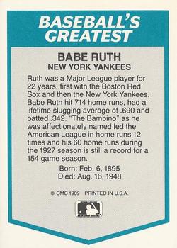1989 CMC Baseball's Greatest #4 Babe Ruth Back