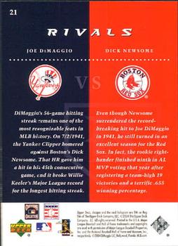 2004 UD Rivals #21 Dick Newsome / Joe DiMaggio Back