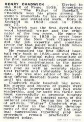 1950-56 Callahan Hall of Fame #NNO Henry Chadwick Back