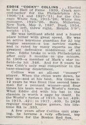 1950-56 Callahan Hall of Fame #NNO Eddie Collins Back
