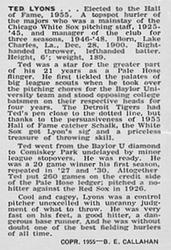 1950-56 Callahan Hall of Fame #NNO Ted Lyons Back