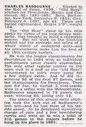 1950-56 Callahan Hall of Fame #NNO Hoss Radbourne Back
