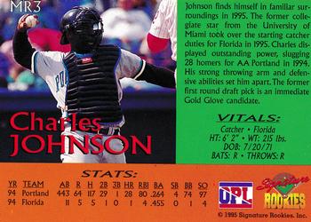 1995 Signature Rookies - Major Rookies #MR3 Charles Johnson Back