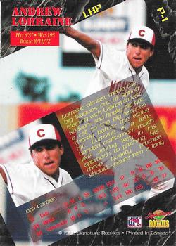 1995 Signature Rookies - Members Only Preview #P-1 Andrew Lorraine Back