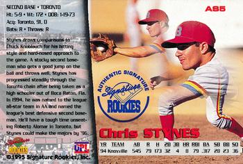 1995 Signature Rookies Old Judge - All-Stars Signatures #AS5 Chris Stynes Back