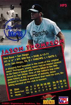 1995 Signature Rookies Old Judge - Hot Prospects Signatures #HP5 Jason Thompson Back