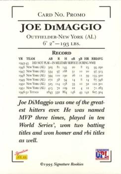 1995 Signature Rookies Old Judge - Joe DiMaggio #PROMO Joe DiMaggio Back