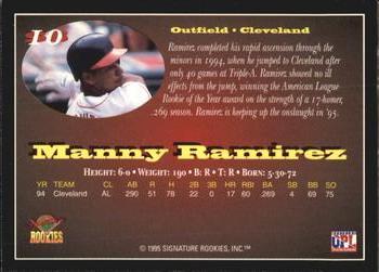 1995 Signature Rookies Old Judge - Star Squad Authentic Signatures #10 Manny Ramirez Back