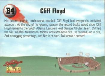 1994 Signature Rookies - Cliff Floyd #B4 Cliff Floyd Back