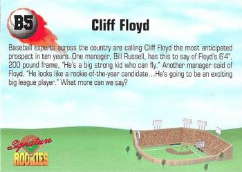 1994 Signature Rookies - Cliff Floyd #B5 Cliff Floyd Back