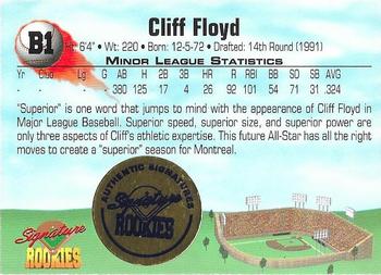 1994 Signature Rookies - Cliff Floyd Signatures #B1 Cliff Floyd Back
