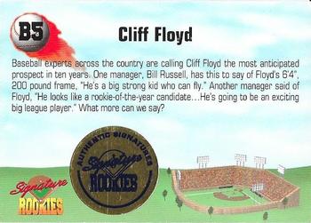 1994 Signature Rookies - Cliff Floyd Signatures #B5 Cliff Floyd Back