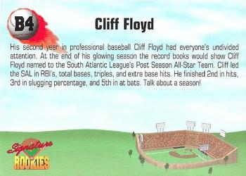 1994 Signature Rookies - Cliff Floyd Signatures #B4 Cliff Floyd Back