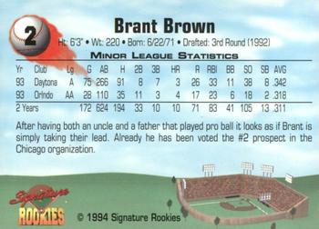 1994 Signature Rookies - Authentic Signatures #2 Brant Brown Back