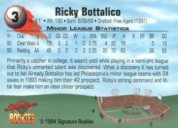 1994 Signature Rookies - Authentic Signatures #3 Ricky Bottalico Back