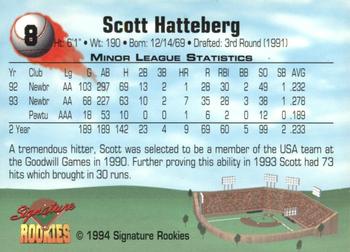1994 Signature Rookies - Authentic Signatures #8 Scott Hatteberg Back