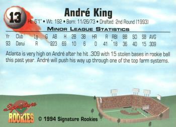1994 Signature Rookies - Authentic Signatures #13 Andre King Back