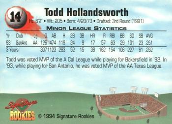 1994 Signature Rookies - Authentic Signatures #14 Todd Hollandsworth Back