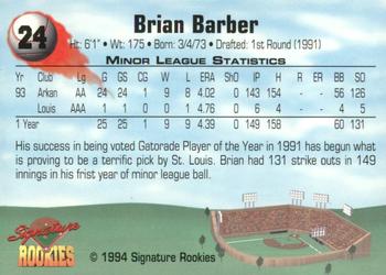 1994 Signature Rookies - Authentic Signatures #24 Brian Barber Back