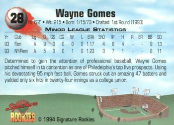 1994 Signature Rookies - Authentic Signatures #28 Wayne Gomes Back