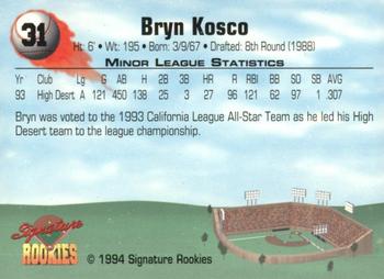 1994 Signature Rookies - Authentic Signatures #31 Bryn Kosco Back
