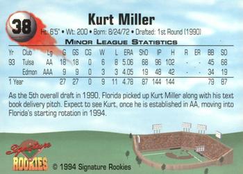 1994 Signature Rookies - Authentic Signatures #38 Kurt Miller Back