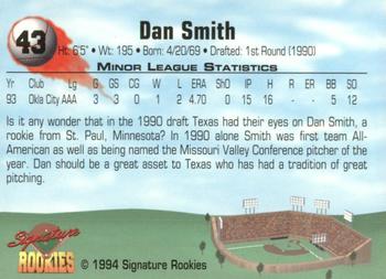 1994 Signature Rookies - Authentic Signatures #43 Dan Smith Back