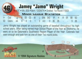 1994 Signature Rookies - Authentic Signatures #46 Jamey Wright Back