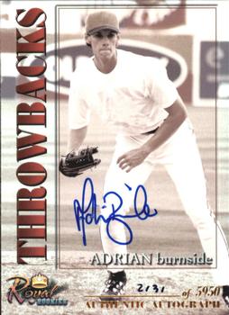 2001 Royal Rookies Throwbacks - Autographs #20 Adrian Burnside Front