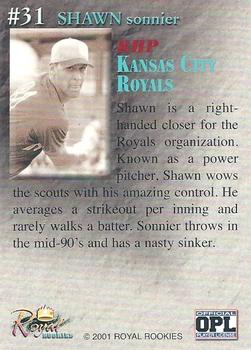 2001 Royal Rookies Throwbacks - Autographs #31 Shawn Sonnier Back