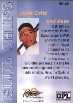 2001 Royal Rookies Futures - Blue Chips #BC-05 Jose Ortiz Back