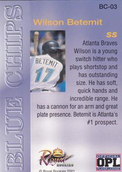 2001 Royal Rookies Futures - Blue Chips #BC-03 Wilson Betemit Back
