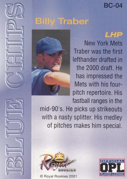 2001 Royal Rookies Futures - Blue Chips #BC-04 Billy Traber Back